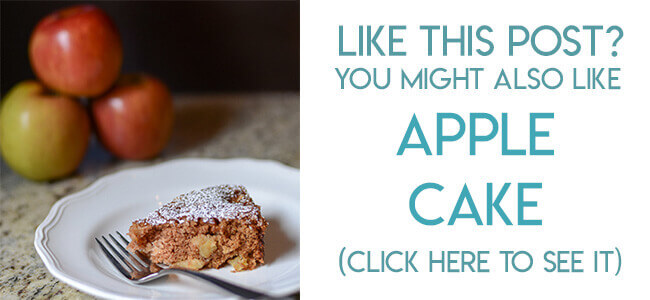 Navigational image leading reader to apple cake recipe.