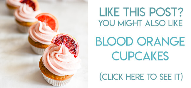 Navigational image leading reader to blood orange cupcakes recipe