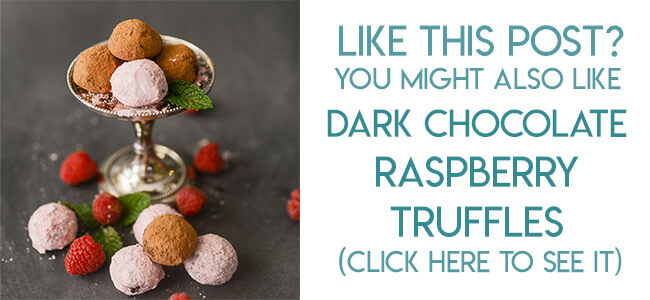 Navigational image leading reader to recipe for dark chocolate raspberry truffles.