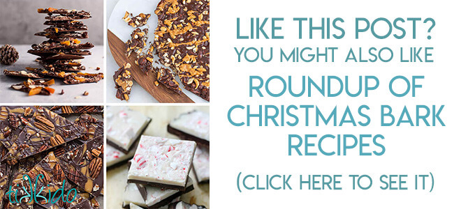 Navigational image leading reader to a roundup of Christmas candy bark recipes.