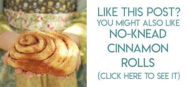 Navigational image leading reader to easy no knead cinnamon roll recipe