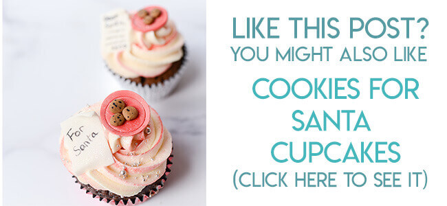Navigational image leading reader to miniature cookies for Santa Christmas cupcake topper tutorial.