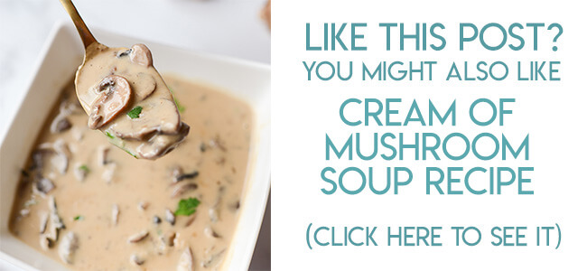 Navigational image leading to cream of mushroom soup recipe.