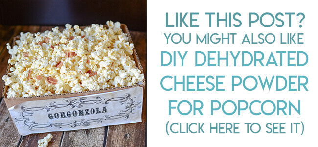 Navigational image leading reader to tutorial for making dehydrated cheese powder for popcorn.