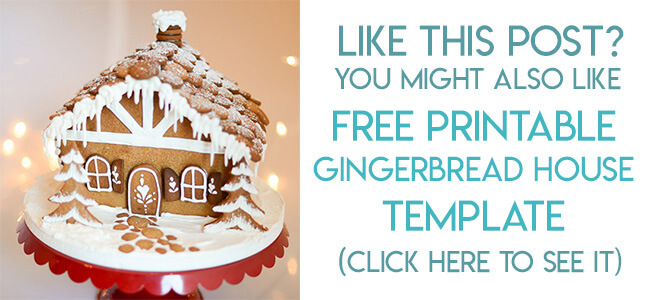 Navigational image leading reader to free printable chalet style gingerbread house template.