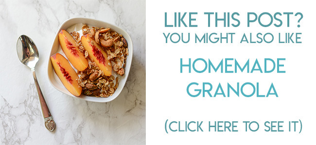 Navigational image leading reader to homemade granola recipe.