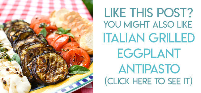 Navigational image leading reader to grilled eggplant antipasto recipe