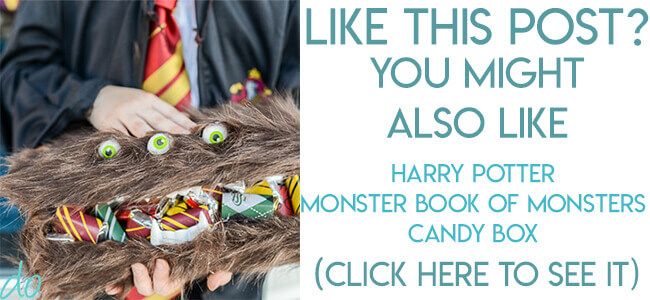 Navigational image leading readers to Harry Potter Monster book of monsters box tutorial.