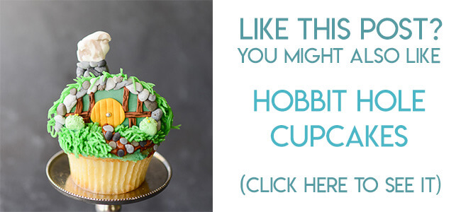 Navigational image leading reader to tutorial for hobbit cupcakes.