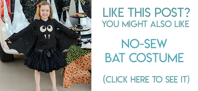 Navigational image leading reader to tutorial for a no sew bat costume.