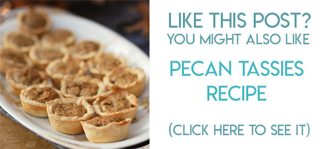 Navigational image leading reader to pecan tassies Christmas cookie recipe.