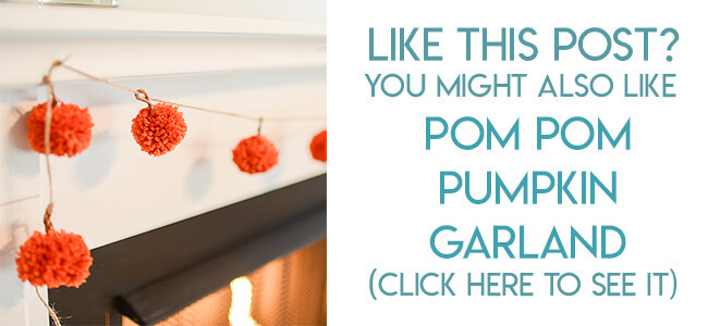 Navigational image leading reader to yarn pom pom pumpkin garland tutorial.
