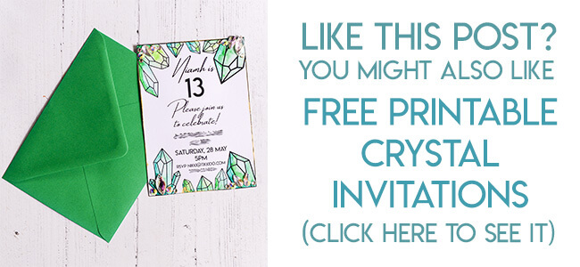 Navigational image leading reader to free printable crystal themed birthday party invitations.