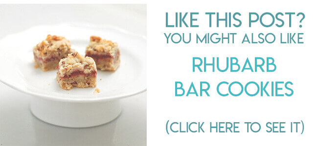 Navigational image leading reader to rhubarb bar cookies recipe