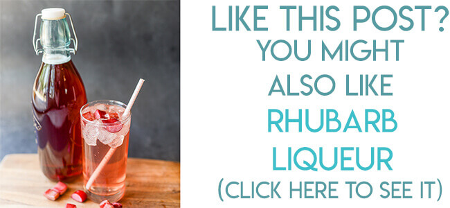 Navigational image pointing readers to homemade rhubarb liqueur recipe