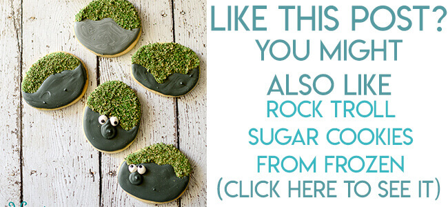 navigational image leading reader to Mossy rock troll sugar cookies from FROZEN