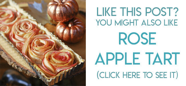 Navigational image leading reader to rose apple tart recipe and tutorial.