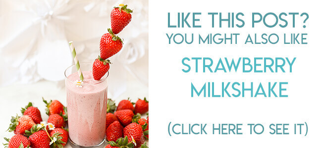 Navigational image leading reader to recipe for an amazing fresh strawberry milkshake.