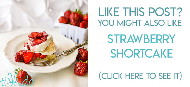 Navigational image leading reader to recipe for homemade strawberry shortcake