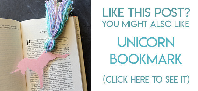 Navigational image leading reader to unicorn bookmark tutorial
