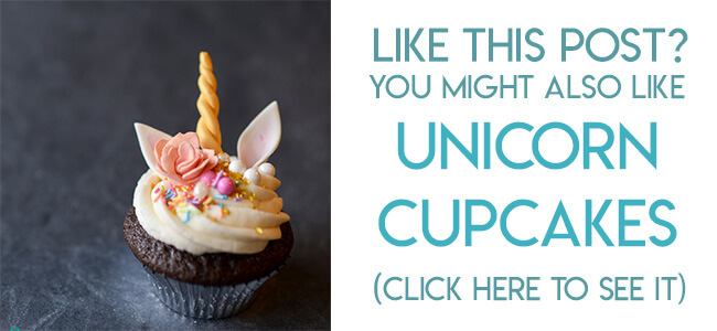 Navigational image leading reader to tutorial for unicorn cupcakes.