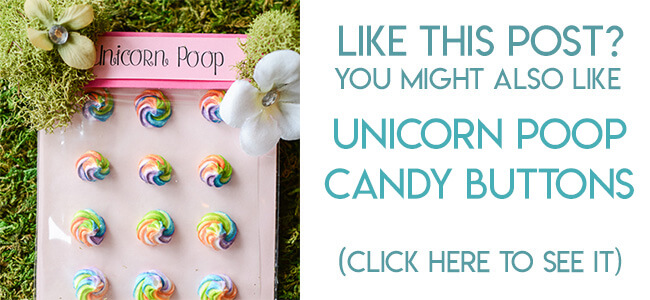 Navigational image leading reader to rainbow unicorn poop candy buttons tutorial.