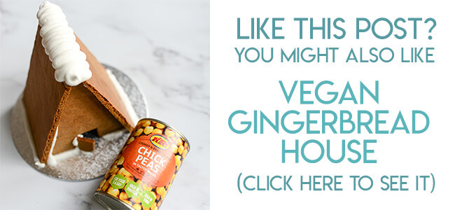 Navigational image leading reader to vegan gingerbread house recipe.