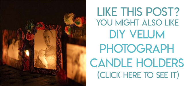 Navigational image leading reader to velum photograph candle holder tutorial made for a Day of the Dead celebration.