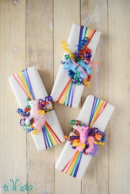 Easy Rainbow Ribbon Gift Wrap Tutorial