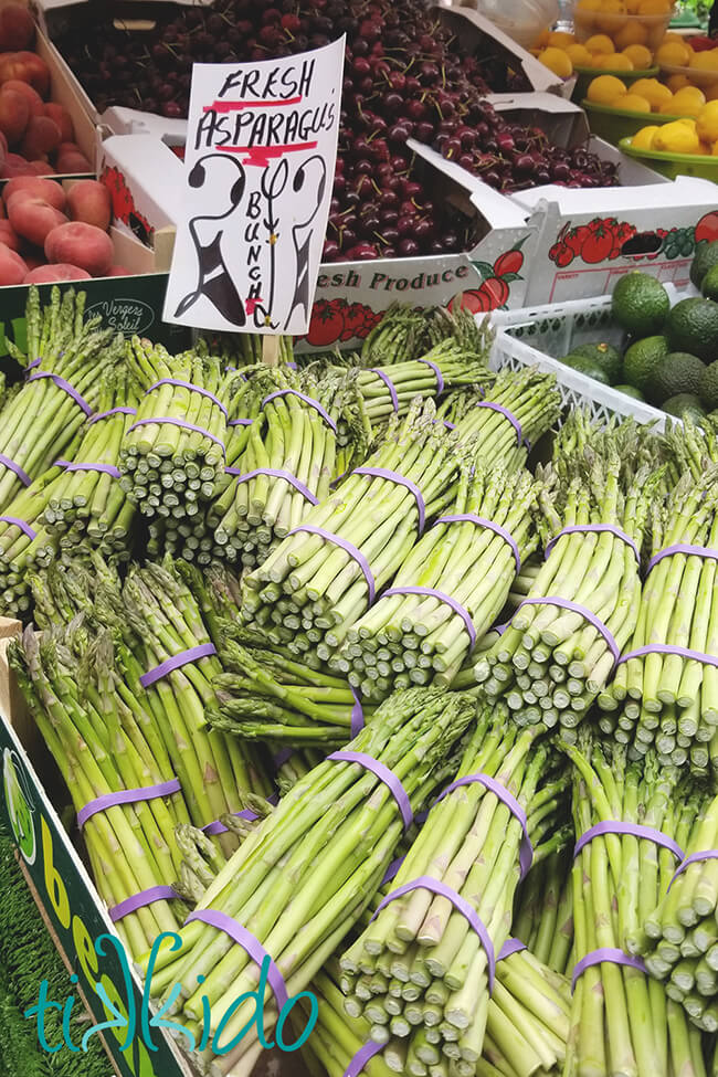 Fresh asparagus at the market in St Albans, England.