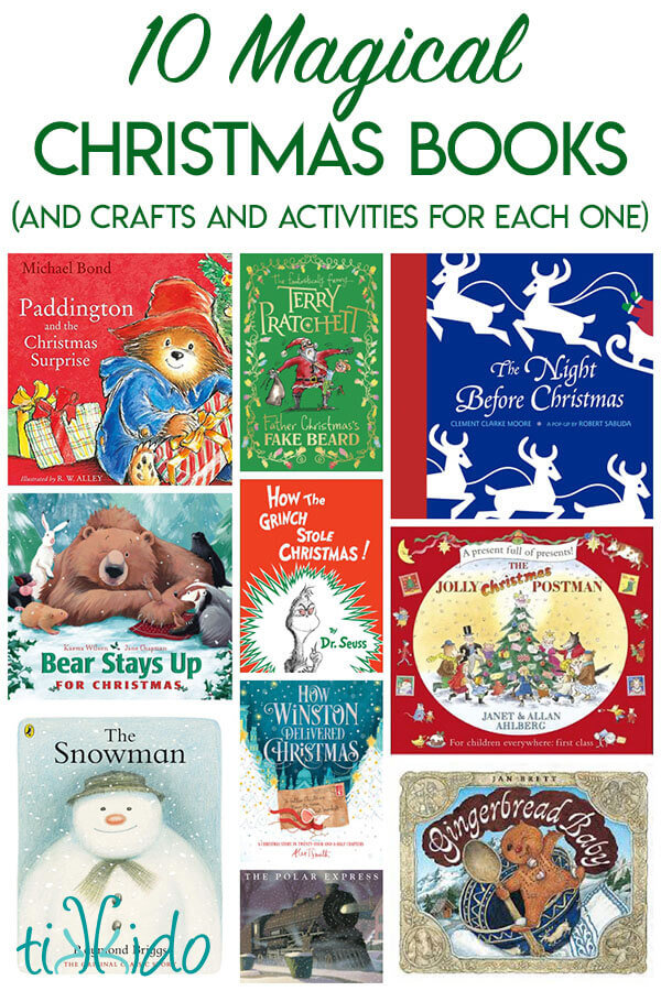 Collage of 10 magical Christmas books for kids
