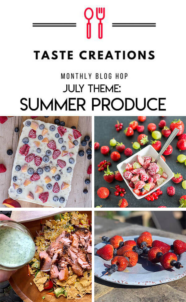 Collage of summer produce recipes optimized for pinterest