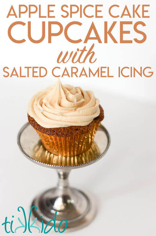 Apple spice cake cupcakes with salted caramel buttercream icing