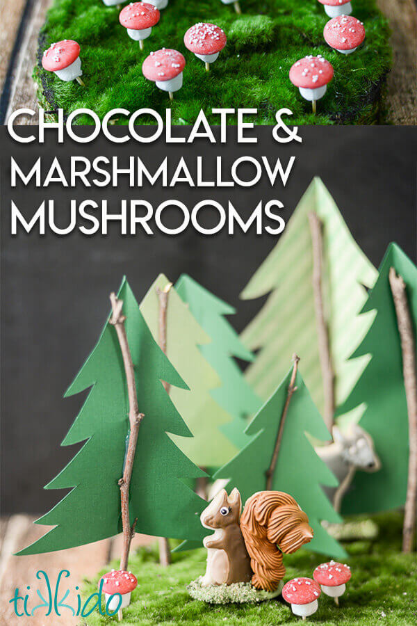 Collage of chocolate mushrooms images optimized for Pinterest.