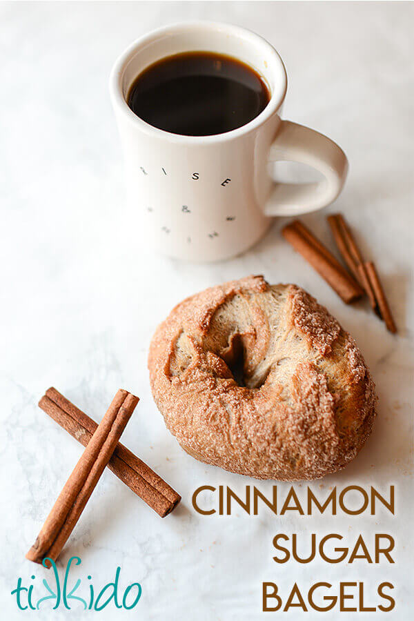Homemade cinnamon sugar bagels are easy to make with a bread machine, and are a delicious breakfast treat.