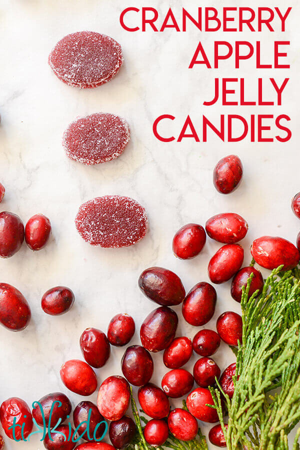 Cranberry apple homemade jelly candies (pate de fruits).