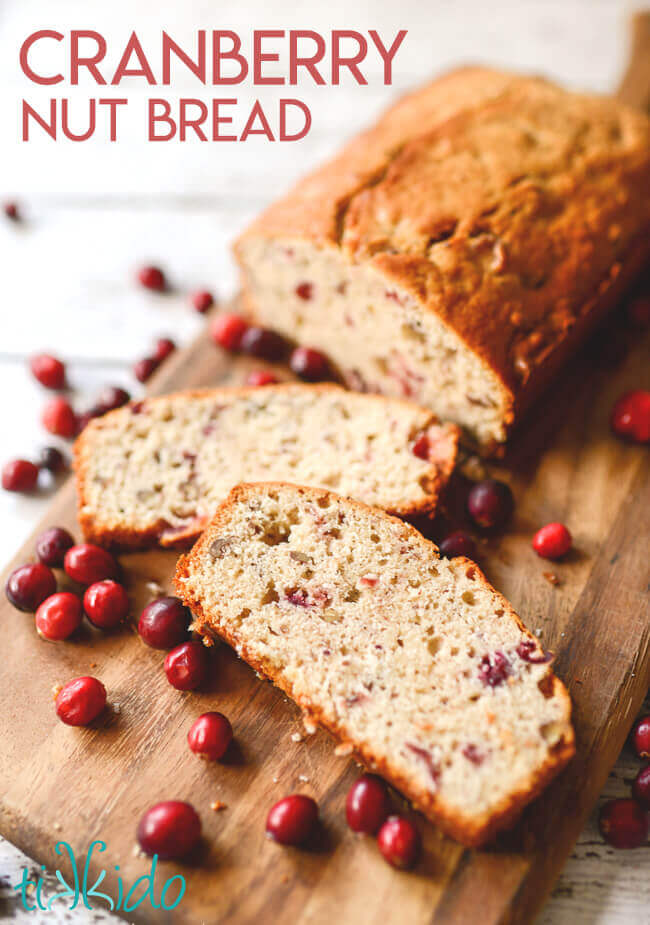 Cranberry nut quick bread is a delicious way to use up leftover cranberry sauce after thanksgiving.
