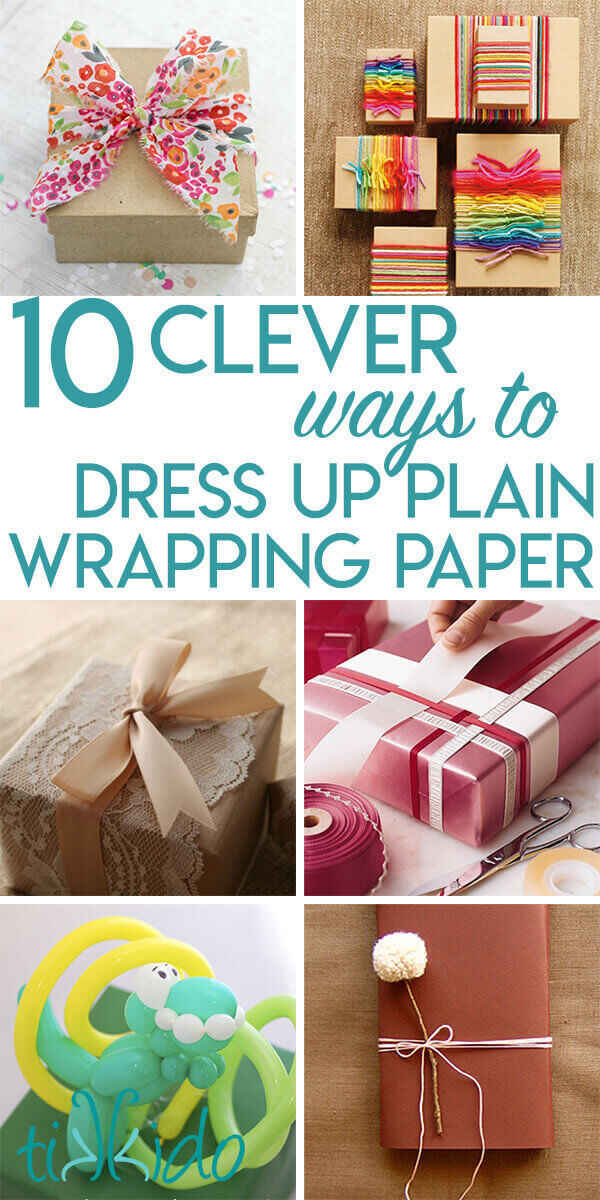 Collage of creative gift wrapping ideas optimized for Pinterest