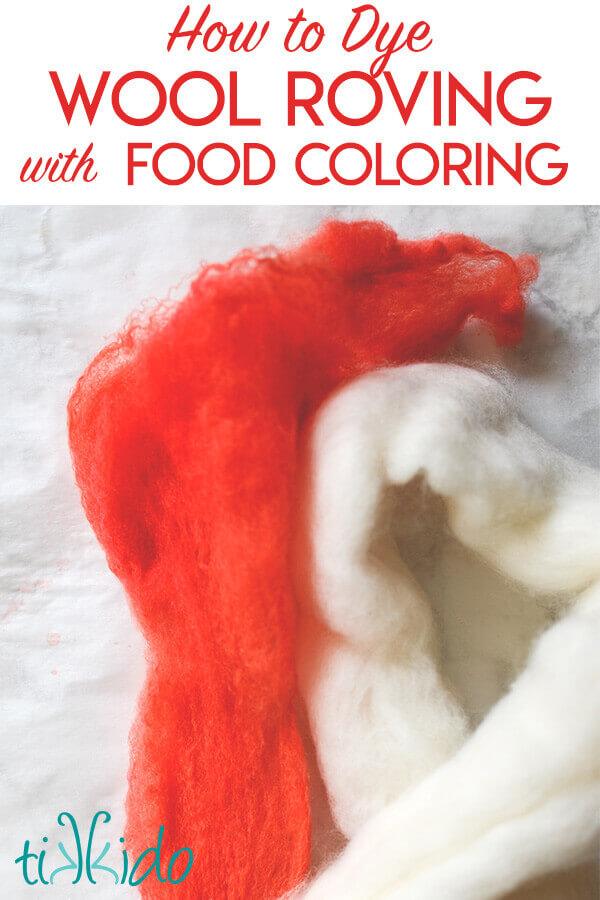 tutorial for dying wool roving (or wool yarn) with food coloring and vinegar.