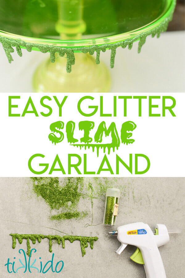 Glitter slime garland image collage optimized for pinterest.