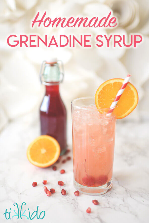 Homemade grenadine syrup recipe to make Shirley Temples and cocktails.