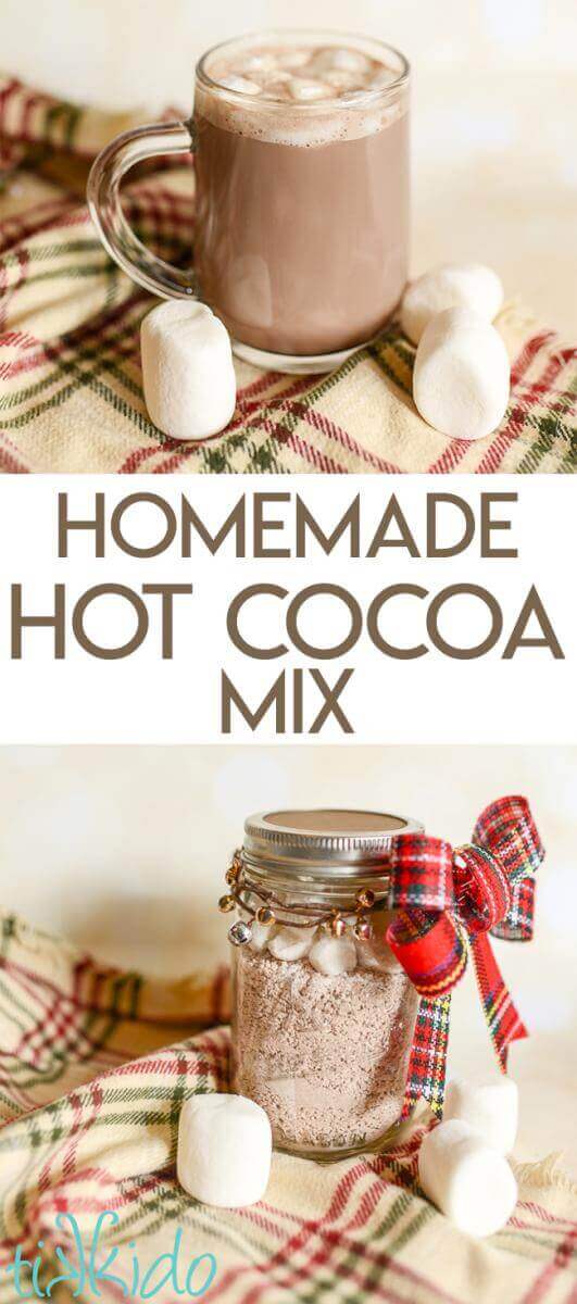 Homemade hot chocolate mix collage of images optimized for Pinterest.