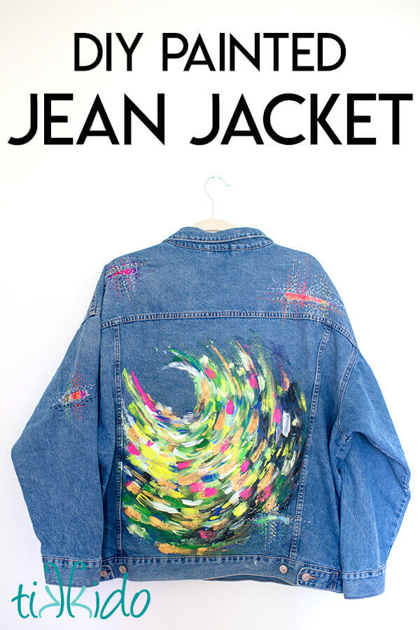 Painted denim jacket painted with bright acrylic Stuart Semple paints.