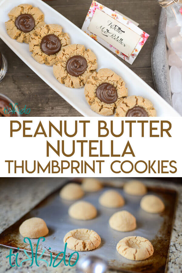 Chocolate and peanut butter pair perfectly in peanut butter Nutella thumbprint cookies.