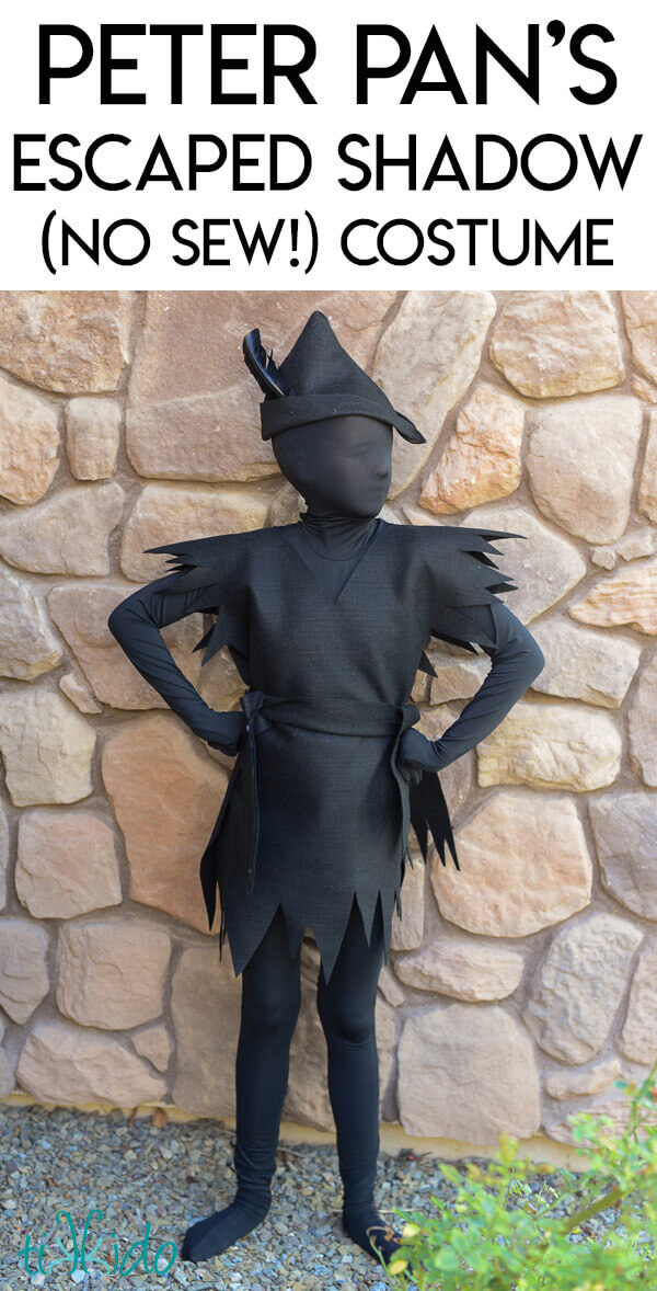 Tutorial for making an easy, no sew costume of Peter Pan's shadow
