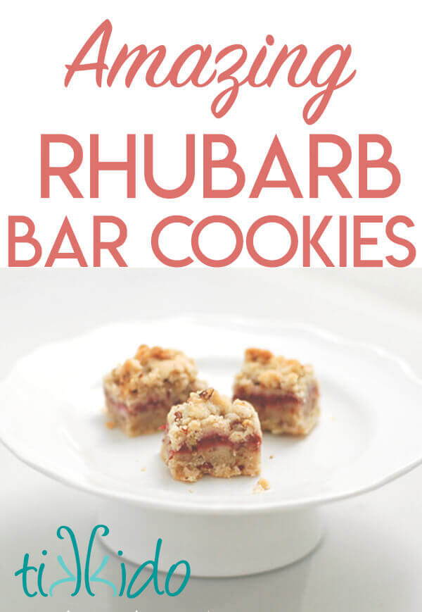 Amazing rhubarb bar cookies with a delicious, tender crumb topping