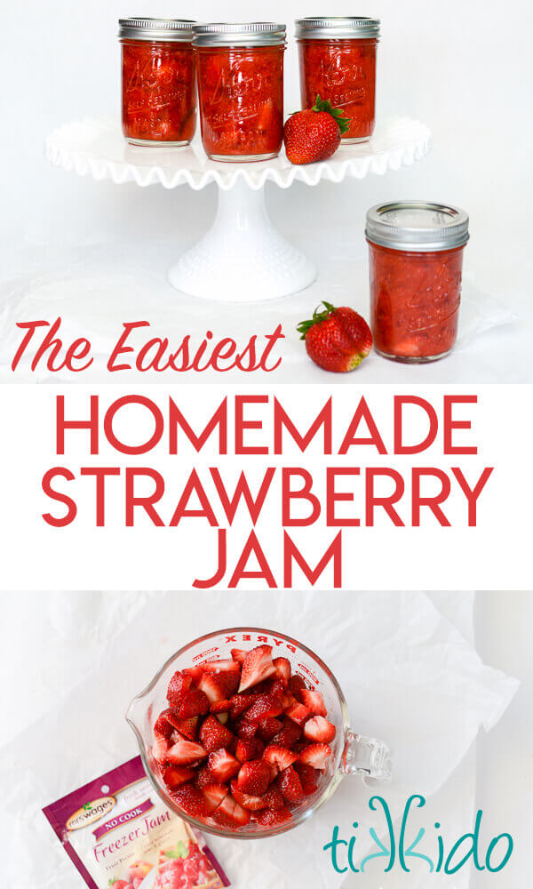 Easy Strawberry Freezer Jam - only FOUR simple ingredients!