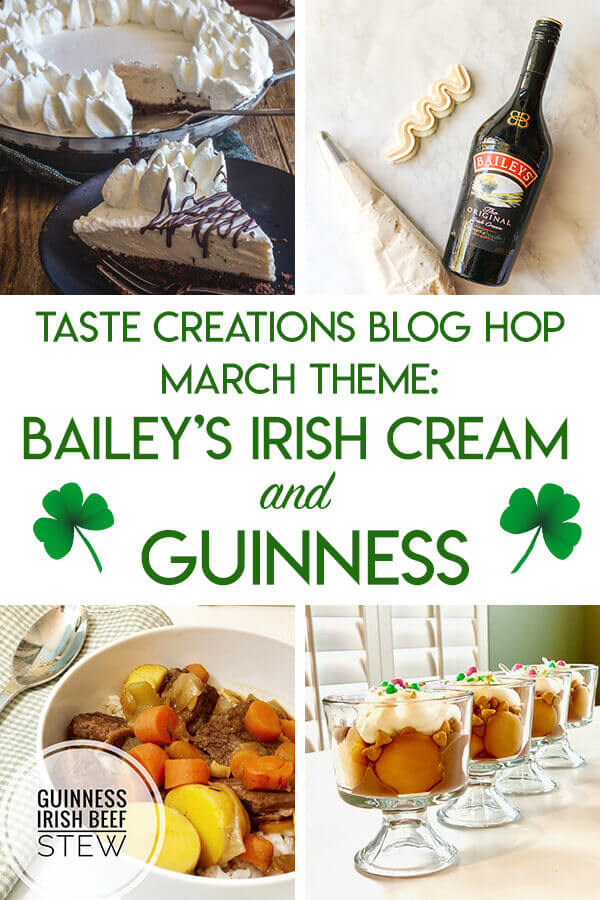 Collage of Guinness and Bailey's Irish cream recipes for St. Patrick's Day, optimized for Pinterest.