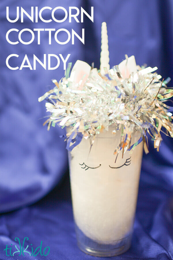 Snowy white, Christmas unicorn cotton candy favor or dessert.