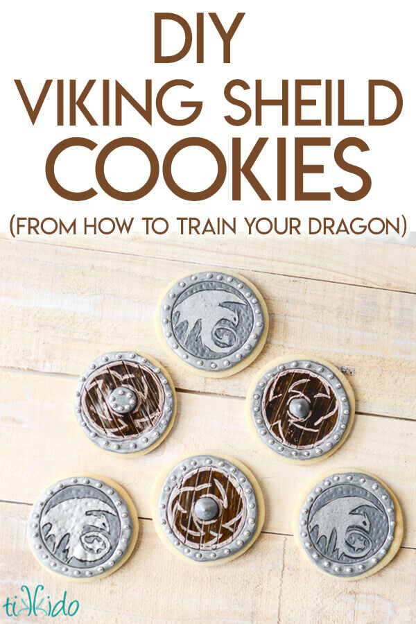 Sugar cookies decorated to look like viking shields from How to Train your Dragon.